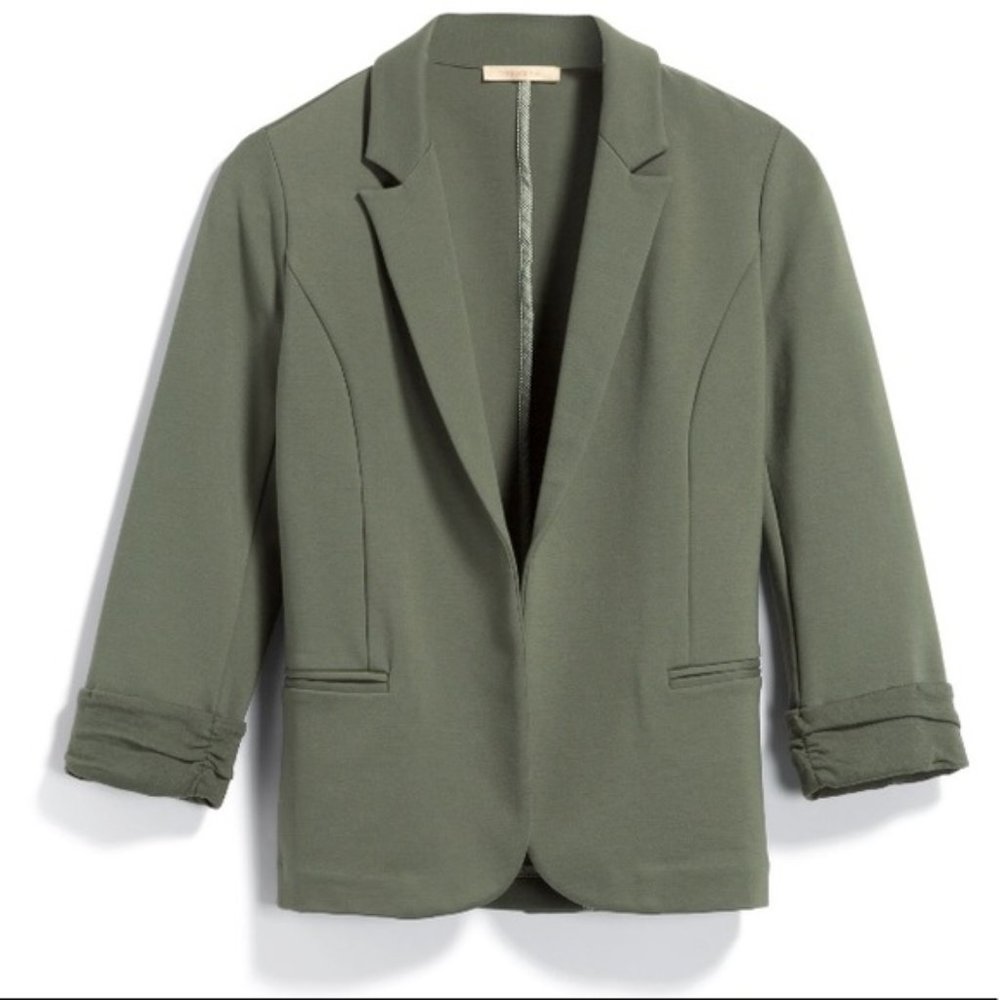 Skies are Blue Mossy Green Open Blazer